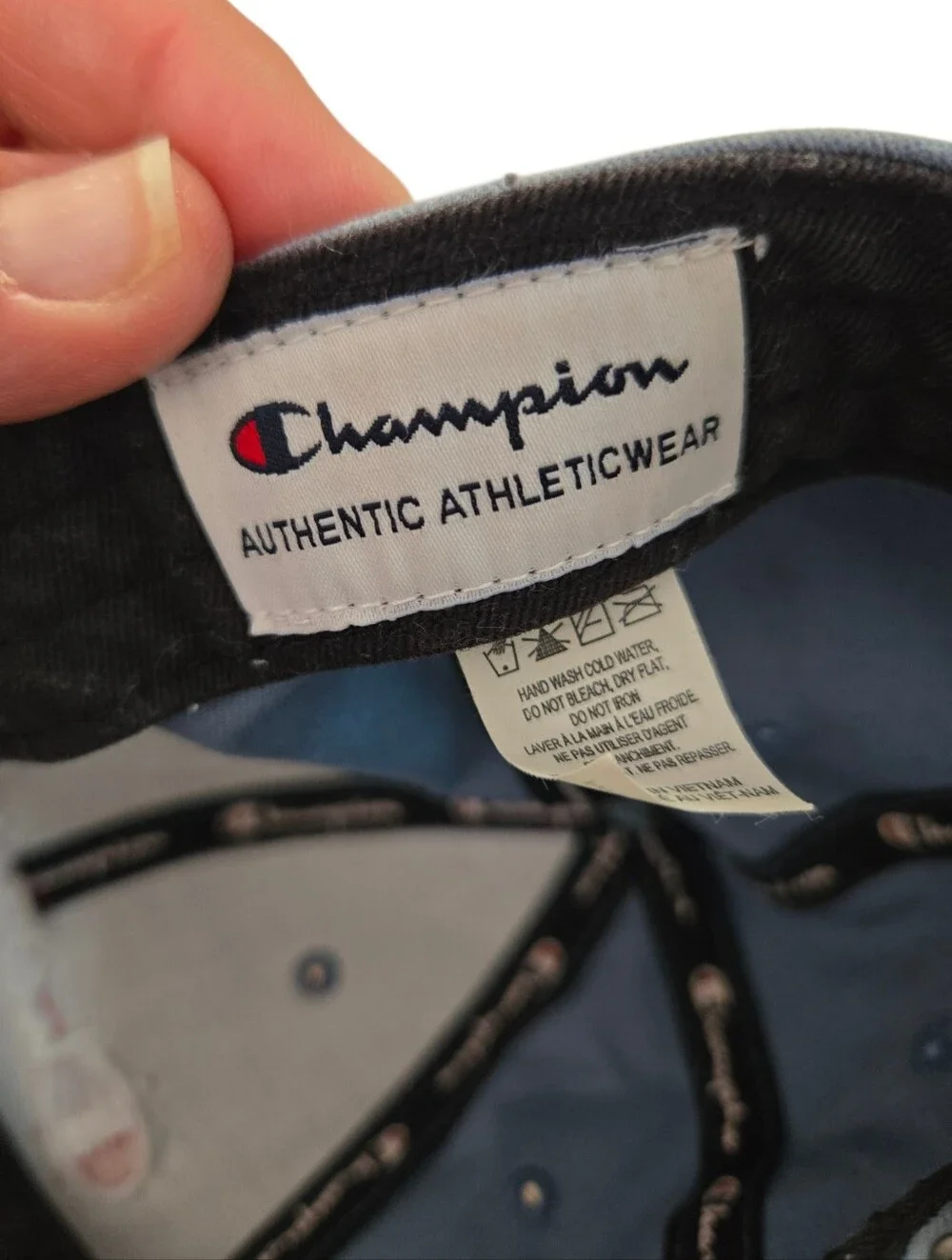 🧢 Champion Script Logo Adjustable Dad Hat | Blue Baseball Cap | Authentic Athle